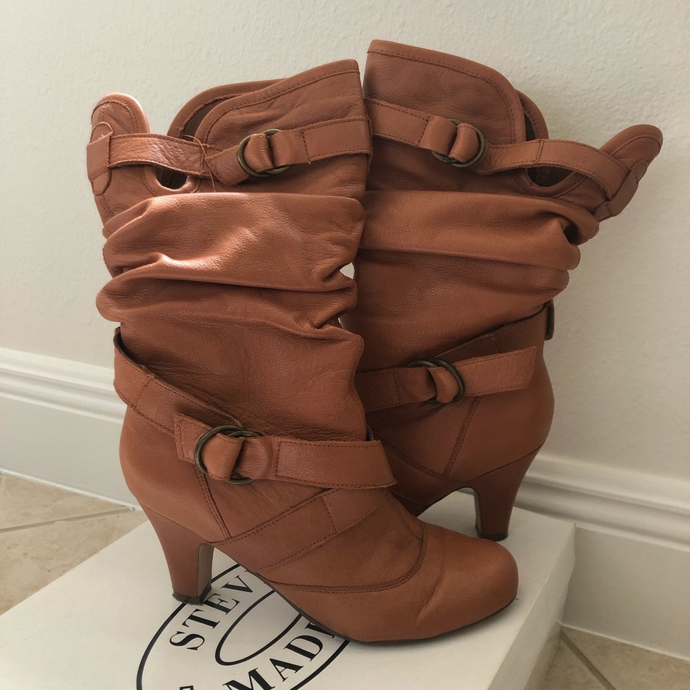 Cognac leather boots